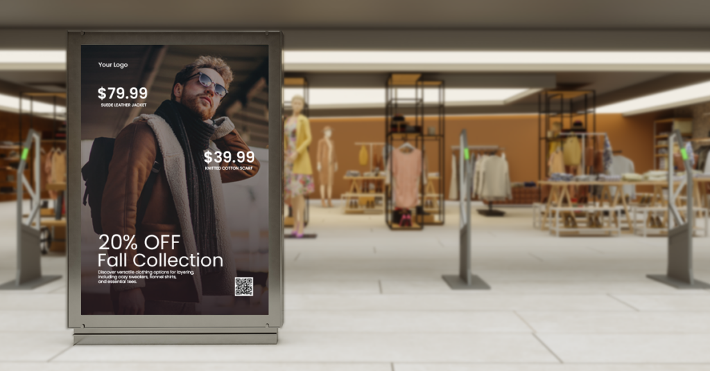 photo of a retail environment with digital signage