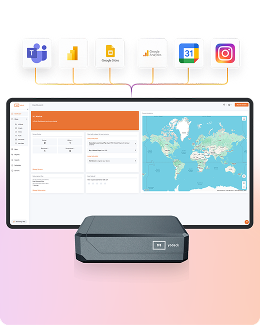 Yodeck digital signage platform with app integrations